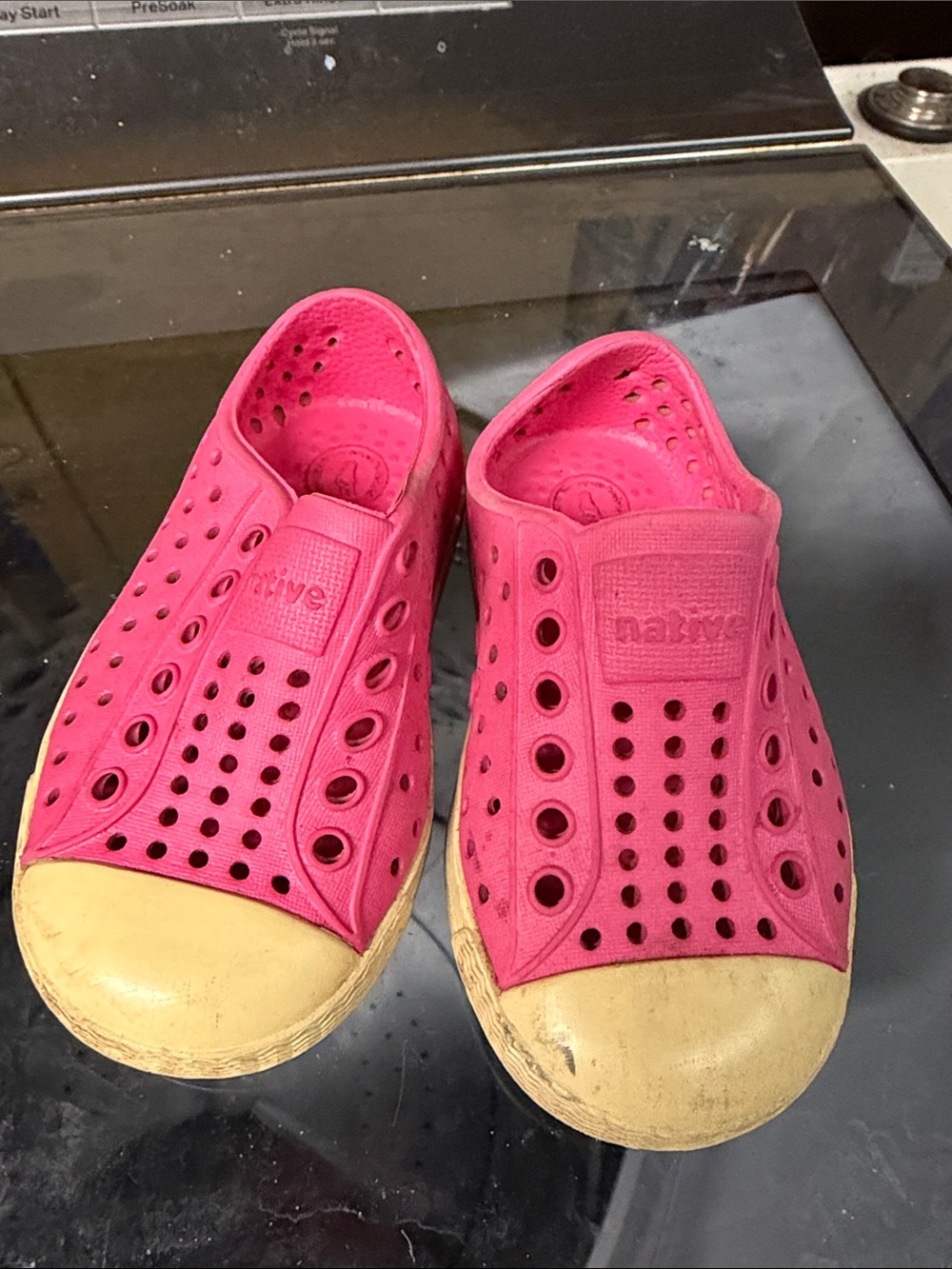 Native Kids Water Shoes in Bright Pink with Cream Toecaps